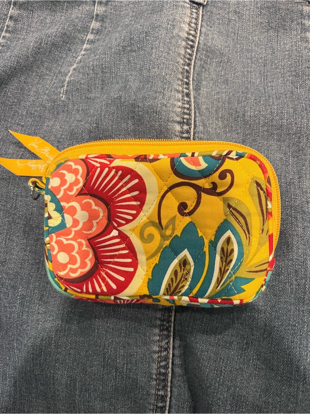 NWoT Yellow Floral Vera Bradley Quilted Zip Coin Purse